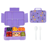 Boîte à lunch pour enfants en plastique, boîte bento à 5 compartiments