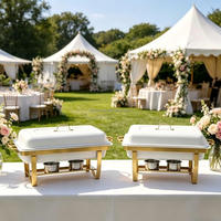 Chauffe-Plat Commercial Pliable Minimaliste Blanc et Or 9L pour Mariages, Cafés et Fêtes de Luxe Léger – Maintien au Chaud des Aliments