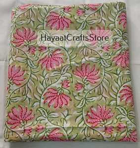 Hand Printed 100% Cotton Organic Woven Blue Floral Medium <b>Weight</b> Cotton Printed <b>Fabric</b> Yards Women Dress <b>Fabric</b> - Product Image 1