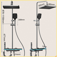 Système de douche pluie moderne en aluminium spatial à touches de piano avec douchette à main, ensemble de douche thermostatique mural pour salle de bain