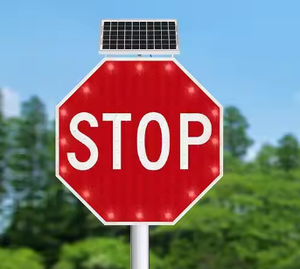 Factory Direct Aluminium Elektronische blinkende Straße beleuchtetes Schild <span class=keywords><strong>LED</strong></span>-Verkehrs zeichen Solar betriebenes <span class=keywords><strong>LED</strong></span>-Stoppschild für die Verkehrs sicherheit - Product Image 5