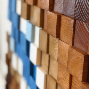 INCROYABLE DÉCOR MURAL MOSAÏQUE EN BOIS ABSTRAIT Fait à la main Style Eco Art mural Premium sur mesure - Product Image 1