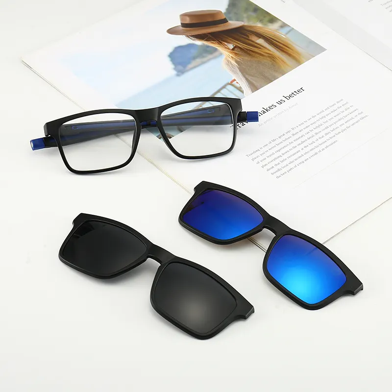 HD lenses 5 in 1 magnetic clip on glasses s polarized TR90 frame fashion sunglasses