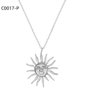 Amy Amy Sun <b>Face</b> Pendant Necklace Silver Plated Alloy Women's Vintage Everyday Jewelry Gift Box Chain C0017 - Product Image 1