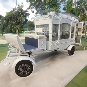 Cercueil funéraire de luxe de style européen à 4 roues tiré par des chevaux, structure en acier, pneus en caoutchouc massif, 4-6 places - Product Image 2