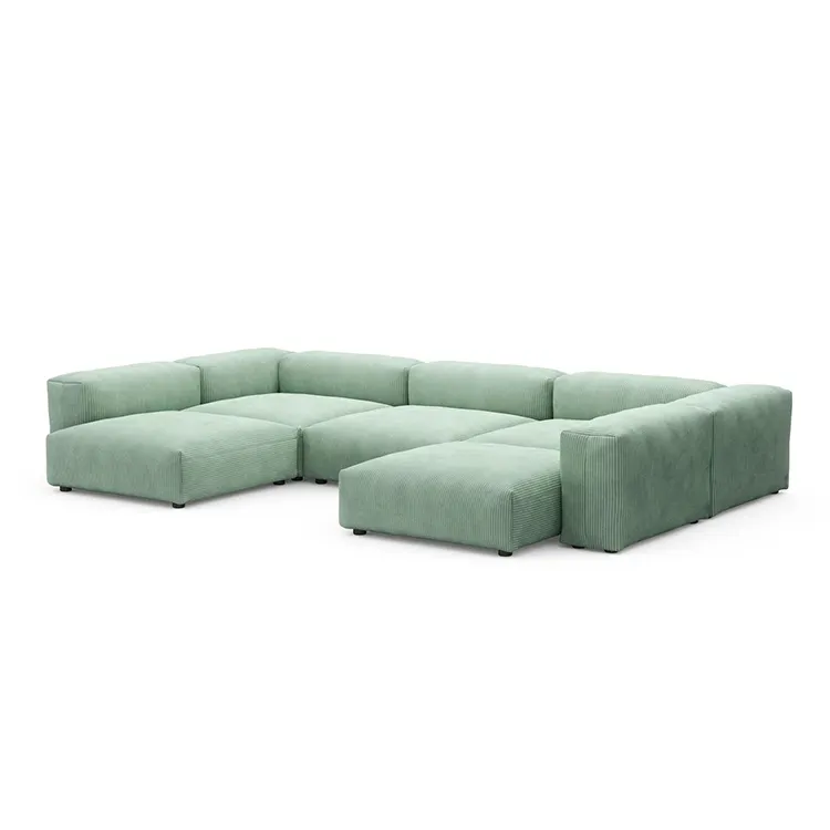 مصمم أريكة الايطالية u شكل المتضخم الاقسام أريكة لغرفة المعيشة الأثاث الأخضر أريكة قطيفة