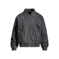 Blouson Bomber en Jean Personnalisé pour Homme – OEM/ODM, Vente en Gros, Denim Clouté, Ourlet Élastique, Fermeture Éclair, Style Streetwear