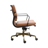 Chaise de réception/bureau ergonomique pivotante en cuir véritable de style italien minimaliste, accoudoirs réglables en hauteur pour salles d'étude