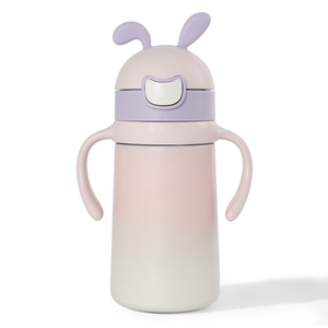 กระติกน้ำเด็กปลอดสาร BPA พร้อมหูจับถอดได้ เปิดง่ายด้วยคลิกเดียว หลอดซิลิโคน แก้วน้ำเก็บความร้อนสองชั้นสุญญากาศ - Product Image 1