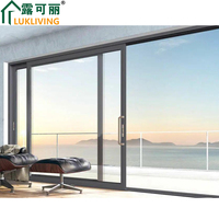 Lukliving ascenseur de balcon et porte coulissante en verre double verre robuste double fermeture en douceur porte coulissante à bas prix