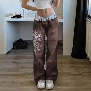 Pantalon Cargo Rétro Streetwear Coréen à Multiples Poches, Esthétique Y2K, Jean Indie Vintage Taille Basse pour Femme Style Grunge - Product Image 2