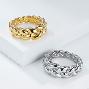 Unisex Braided <b>Ring</b> Steel Gold Chain Design Gift Jewelry - Product Image 2