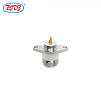 Conector RF de panel con brida de 2 orificios, tipo N hembra, de 50 ohmios, para soldar en PCB, para equipos de comunicación, disponible en fábrica.
