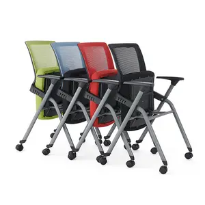 Chaises de salle de réunion empilables modernes avec Logo personnalisé, chaises de formation de bureau en maille pivotante pour étudiants avec bloc-notes