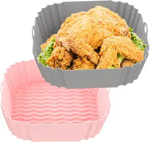Air Fryer Silicone Liners - 8 Inch Food Safe Reusable Air Fryer Basket | Replacement of Flammable Parchment Liner Paper