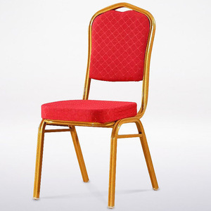 เก้าอี้นายพลหุ้มเบาะสีแดงโครงโลหะสำหรับโรงแรมร้านอาหาร - Product Image 1