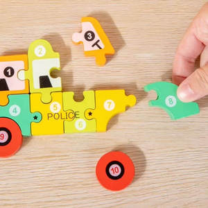 Quebra-cabeças de madeira 3D Puzzle Montessori Educacional Infantil com Animal-temático Laser Cut Number Blocks - Product Image 4