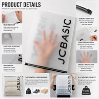 Sacs à fermeture éclair givrés transparents noirs, étanches, anti-poussière et refermables, avec curseur, pour sous-vêtements, maillots de bain et vêtements