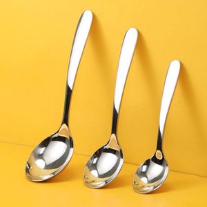 Eating 304 Stainless Steel Tableware Soup Drinking Spoon Round Household Restaurant Wholesale - Product Image 1
