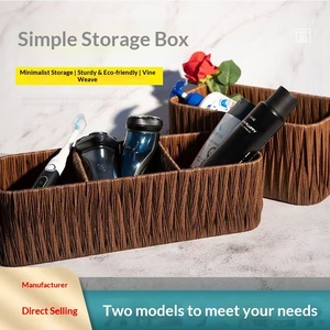 Boîte de rangement en PP de style pastoral pour masques cosmétiques, panier de rangement pour collations et articles divers pour table basse, populaire, fait main, tressé, <span class=keywords><strong>Qing</strong></span> <span class=keywords><strong>Mu</strong></span> - Product Image 2