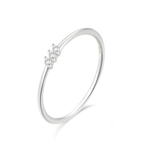 Conception personnalisée en argent sterling 925 plaqué or 18 carats zircon trois pierres diamant classique bijoux de mariage antioxydant usine directe