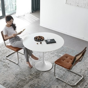 Juego de mesa de comedor redonda y sillas, 3 piezas, diseño minimalista moderno para comedor, asientos cómodos, estilo artístico - Product Image 4