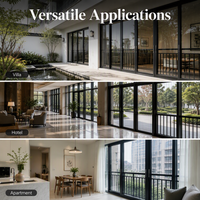 Puerta Corredera de Aluminio Personalizada con Vidrio Templado, Impermeable, Horizontal, para Balcón, Sala de Estar, Exterior de Villa