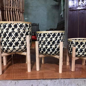 Cestas de almacenamiento de bambú rústicas, hechas a mano, multifunción, respetuosas con el medio ambiente, - Product Image 2