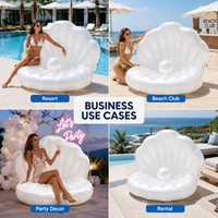 Piscine gonflable personnalisée en forme de coquille, équipée de balles flottantes en perles, chaises flottantes gonflables en forme de coquille, adaptées à une utilisation en plage