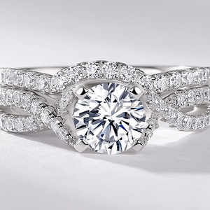 Bague de fiançailles torsadée en argent S925 avec halo de moissanite pour femme, alliance de mariage - Product Image 5
