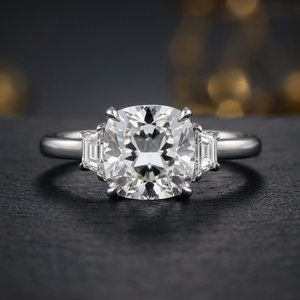 Anillo de Moda para Mujer con Tres Piedras, Chapado en Oro de 14K, Diamante de Laboratorio de Color Fantasía con Corte Cojín de 2 Quilates, Certificado IGI, para Boda, Compromiso o Fiesta - Product Image 2