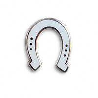 Épinglette personnalisée en émail ferme en forme de fer à cheval, porte-bonheur, en métal, avec fermoir papillon, plaqué argent, cadeau souvenir OEMODM