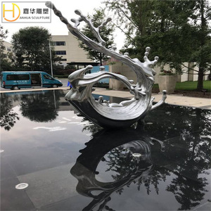 Jiahua Stainless Steel Wave Sculpture Mirrored Outdoor Garden Abstract Water Feature Ornament - Product Image 5