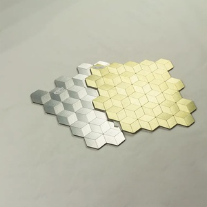 <span class=keywords><strong>Cube</strong></span> Vàng Hình Lục Giác Đèn Lồng Lá Xương Cá Hình Thoi Hình Dạng Kính Đá Nhôm Đồng Thép Không Gỉ Khảm Kim Loại Gạch cho Tường - Product Image 4