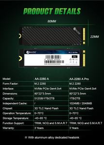 2TB nvme आंतरिक गेमिंग एसएसडी ठोस राज्य ड्राइव-पीएस 5, Gen4 pci 4.0, m.<span class=keywords><strong>2</strong></span> 2280, 7500 mb/s तक - Product Image 6
