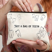Trousse de maquillage personnalisée avec motif « Not A Bag Of Teeth », sac de rangement de voyage pour articles de toilette, pochette cosmétique, cadeau pour enterrement de vie de jeune fille
