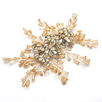 Nouvelle Collection : Patch en Métal Fait Main 3D à Coudre, Fleur en PU et Strass pour Robe de Mariée, Accessoire pour Femme