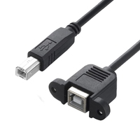 Câble d'imprimante USB 2.0 de type B mâle vers B femelle droit avec montage sur panneau pour câble de communication d'imprimante avec vis