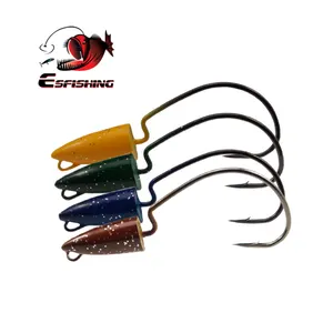 ESFISHING Großhandel Drillinge starke Farbe Jig Köpfe Angelhaken groß 24g 21g 14g 10g 6g Kugel versatz haken