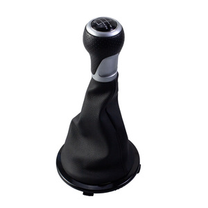 Poignée de levier de vitesses Volkswagen, anneau argenté, 5 vitesses, cuir, accessoire intérieur ergonomique - Product Image 5