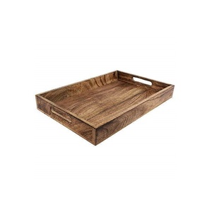 Bandeja de servir de madera, éxito de ventas, con 6 compartimentos, forma rectangular, estilo rústico indio, bandeja de servir de madera para comida. - Product Image 6
