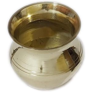 PARIJAT Kalash de latón indio hecho a mano con Lota para festivales y suministros de fiesta de artesanía Puja () - Product Image 3