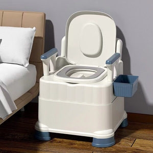 Toilette portable avec chaise pour personnes âgées, utilisation intérieure, design en deux parties, matériau PP, pratique, style moderne - Product Image 4