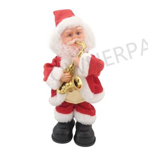 2025 artificiale di Babbo Natale peluche ornamenti regali di natale all'aperto decorazioni natalizie animate con musica