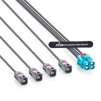 Câble Ethernet automobile 4-en-1 GEMnet Z-Code vers 4x A-Code TE 1-2386629-4 à 2368003-1 pour systèmes de caméra, radar, LiDAR et ADAS