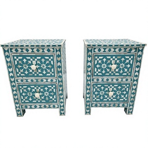 Mesa de Noche de Resina con Incrustaciones de Hueso y Madreperla, Ideal para el Hogar, Hoteles y Restaurantes, en Oferta - Product Image 1