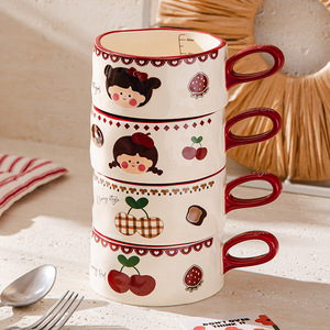 Mug en céramique pour le petit-déjeuner, lait, flocons d'avoine, café exquis, dessin animé <span class=keywords><strong>vintage</strong></span>, animal mignon, créatif, passe au <span class=keywords><strong>micro</strong></span>-ondes, haute qualité - Product Image 3