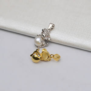 Colgante de Plata S925 para Mujer, Colgante Hueco con Perla de 7mm para el Año del Perro, Año Nuevo, 614, Accesorio para Joyería DIY - Product Image 2