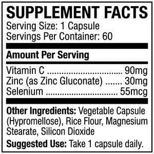 OEM ODM Complejo de Zinc GMP Halal 60 Cápsulas 30mg de Zinc con Vitamina C 90mg y Selenio 55mcg - Product Image 4