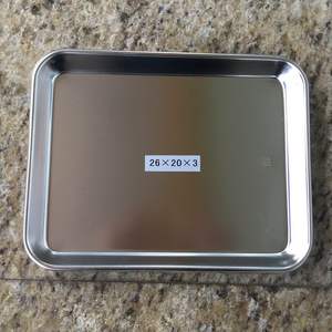 Bandeja Rectangular de Acero Inoxidable 26x20x3 cm, Apta para Lavavajillas, Bandeja para Servir en Restaurantes - Product Image 1